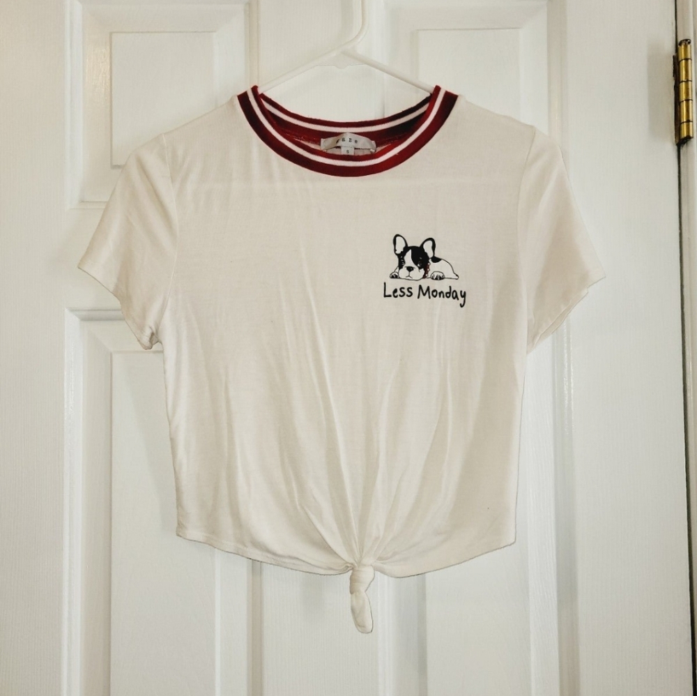 Cute bulldog size small crop top